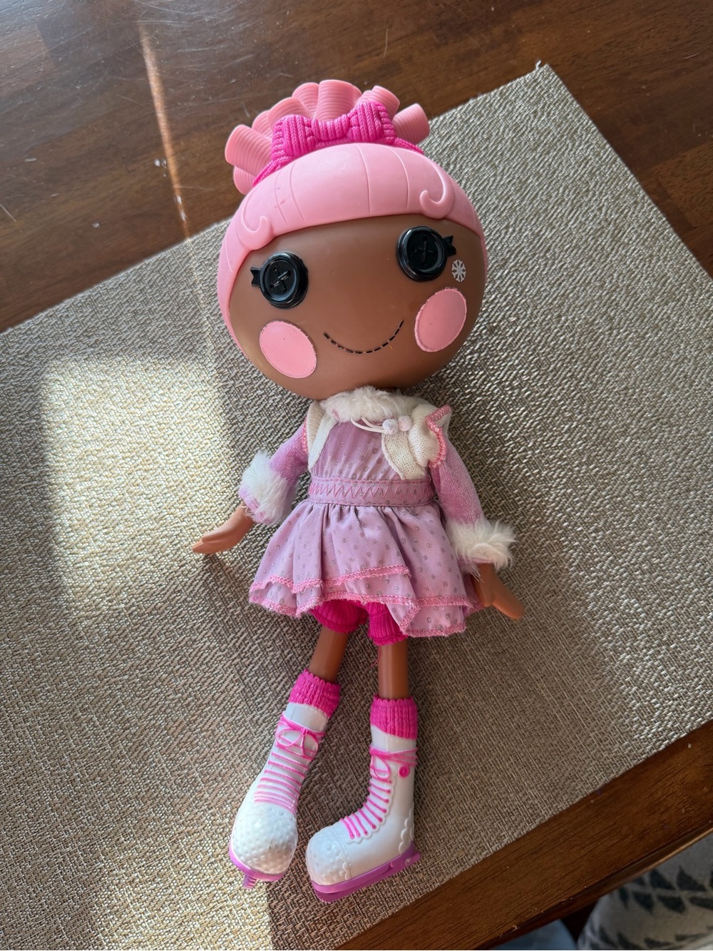 Full Size Lalaloopsy Swirly Figure Eight doll skating dress and white skates.